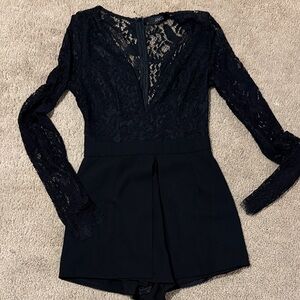 ANGL Black Lace Long Sleeve Romper